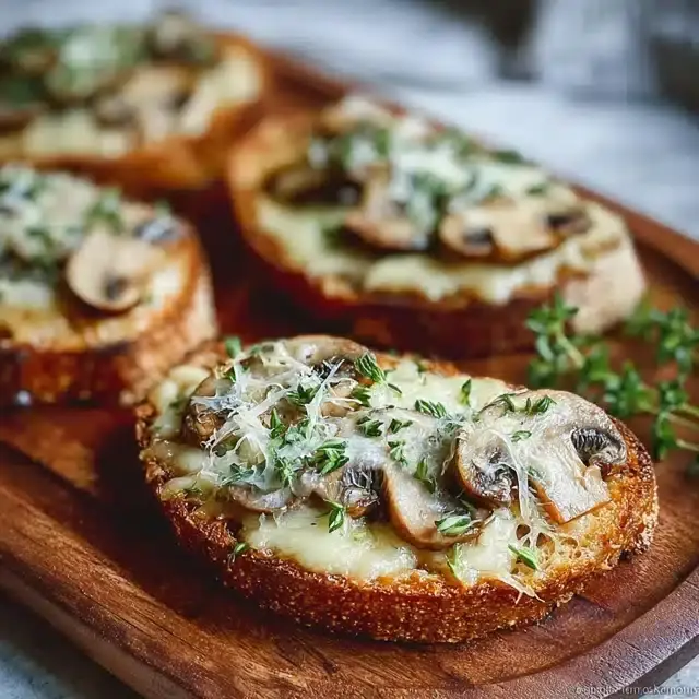 Käse Champignon Knoblauch Toasts