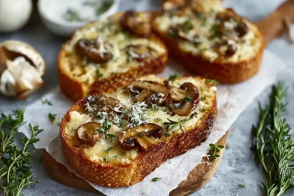 Käse Champignon Knoblauch Toasts