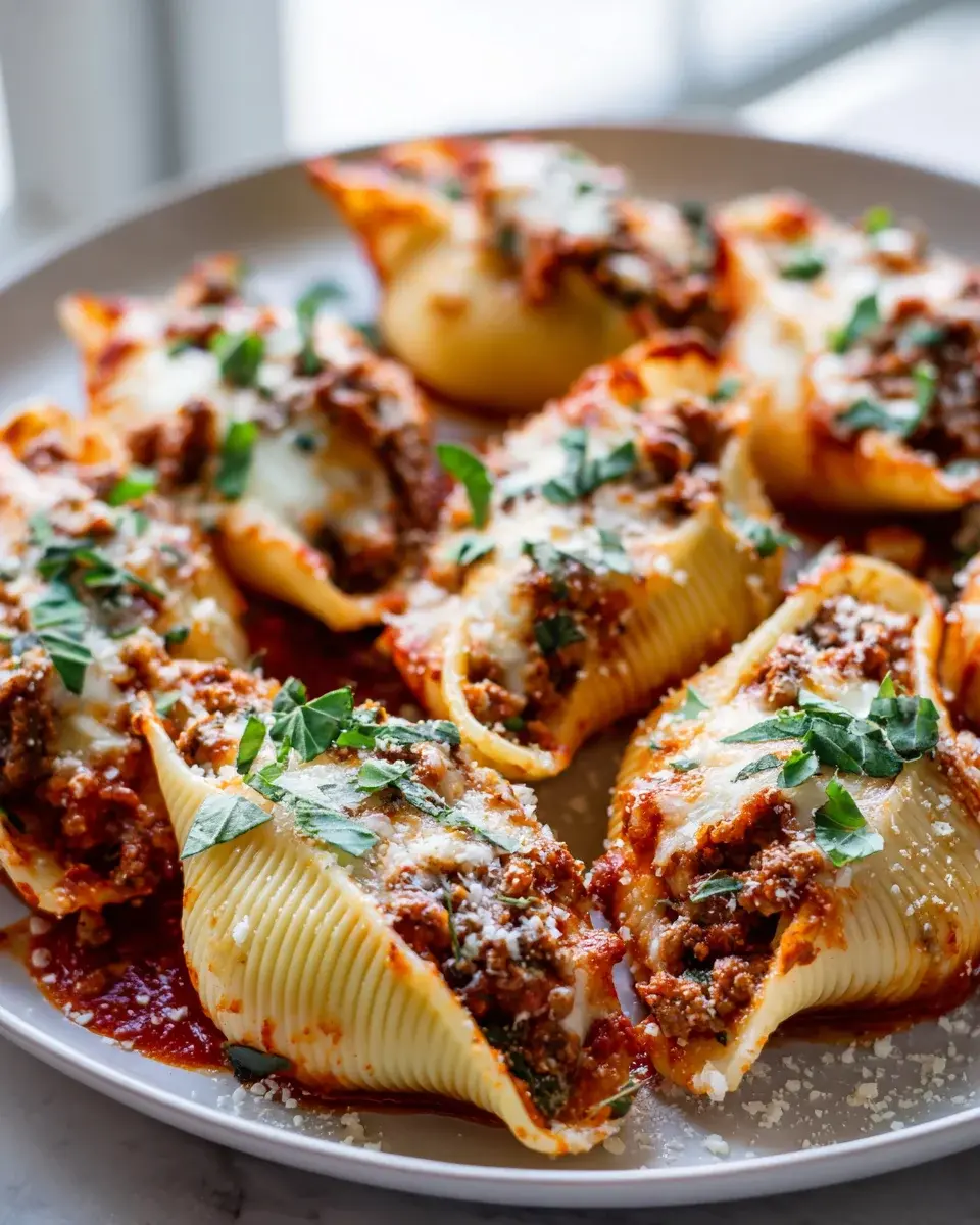 Käse Hackfleisch gefüllte Muschelnudeln