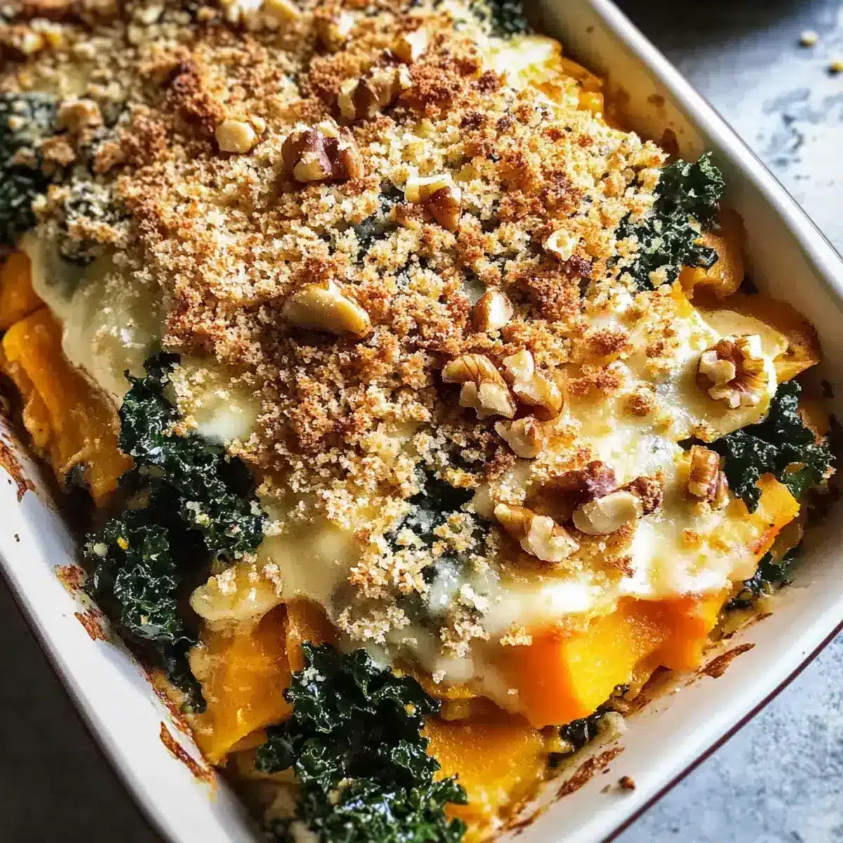 Käseiger Butternut-Kürbis-Auflauf