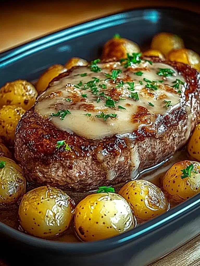 Köstlicher Hackbraten mit Kartoffeln in Sahne