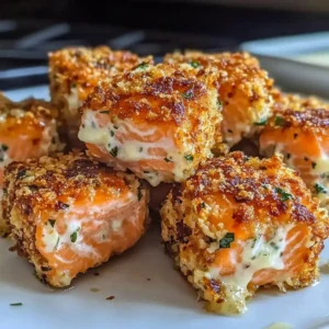 Knusprige Lachs Bissen mit Knoblauch Parmesan