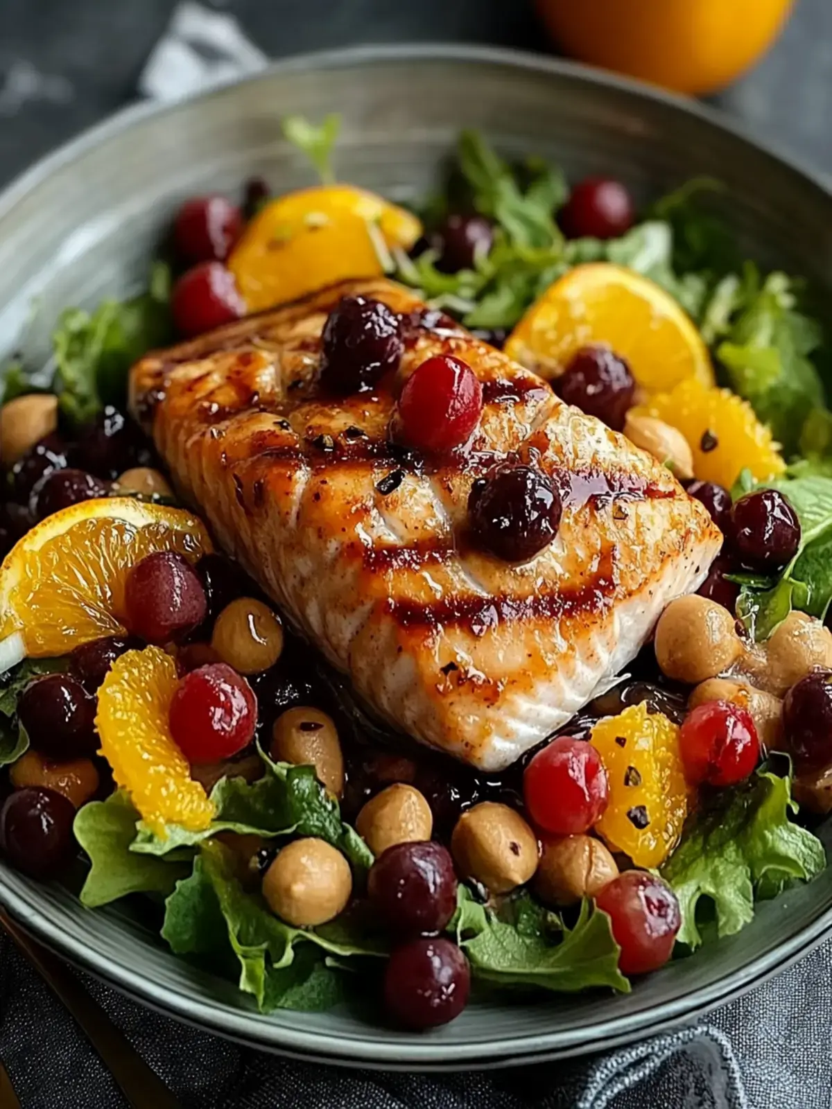 Lachs Kichererbsen Orangensalat