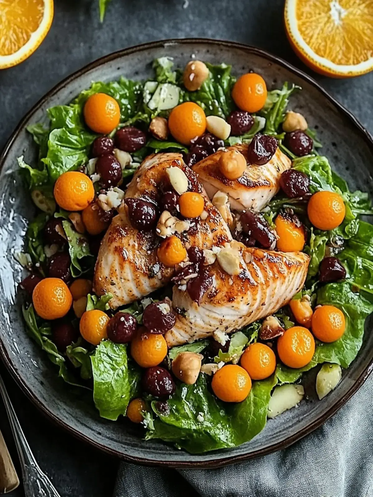 Lachs Kichererbsen Orangensalat