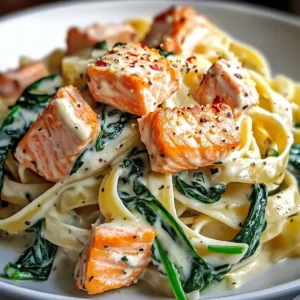 Cremige Lachs Spinat Pasta