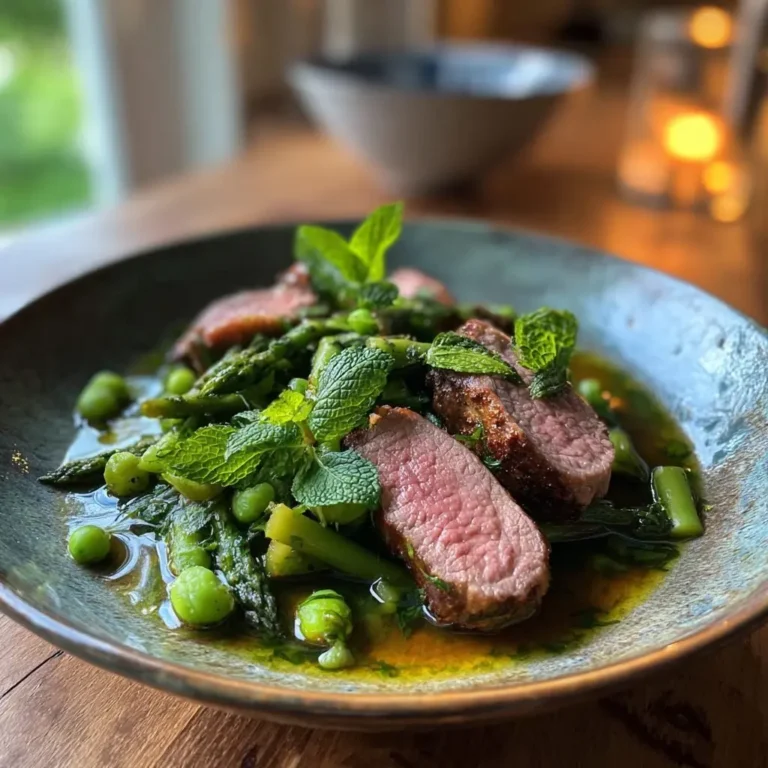 Lammhüfte mit Spargel Erbsen Ragout