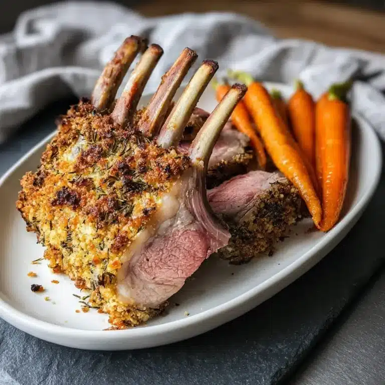 Lammkarree mit Kräuterkruste und jungen Karotten – LNNRW