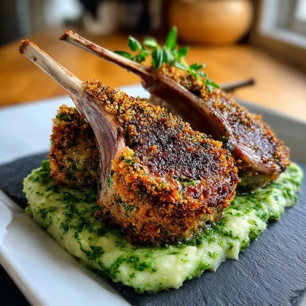 Lammkarree mit Kräuterkruste und Bärlauch-Kartoffelpüree – LNNRW