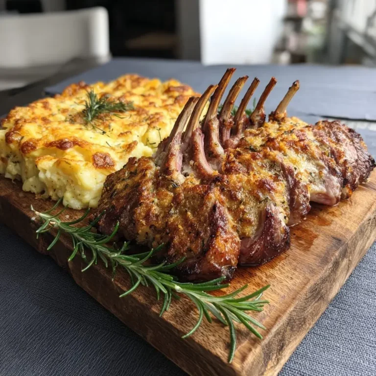 Lammkarree mit Kräuterkruste und Kartoffelgratin