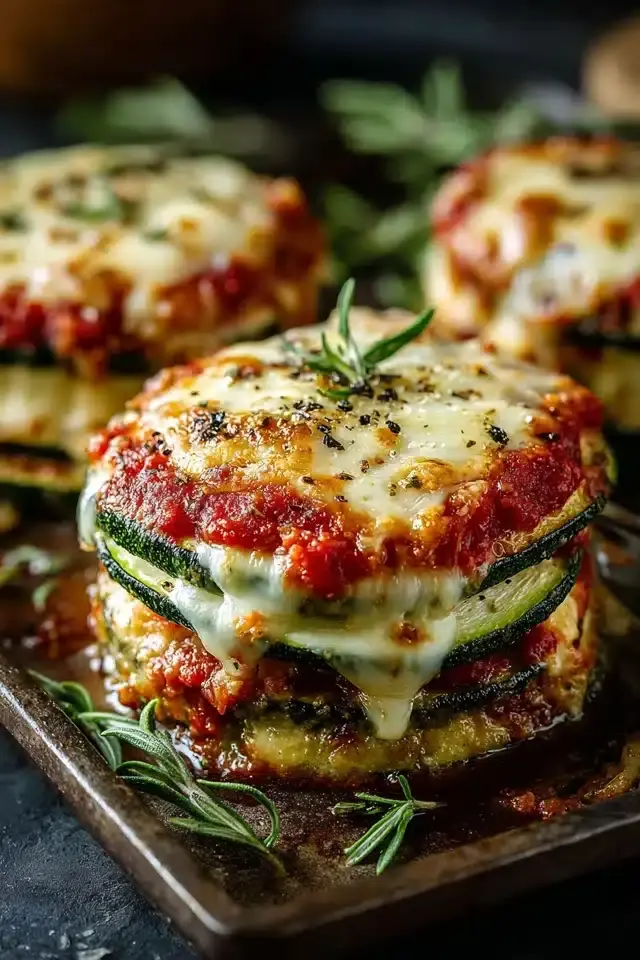 Layered Zucchini Ricotta Melts Marinara