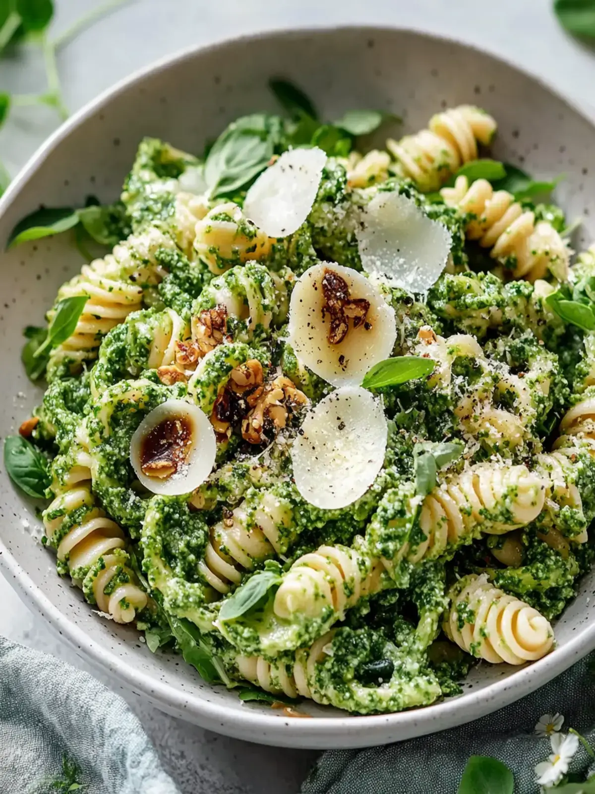 Lebendiger Frühlingserbse Pesto Pasta Salat