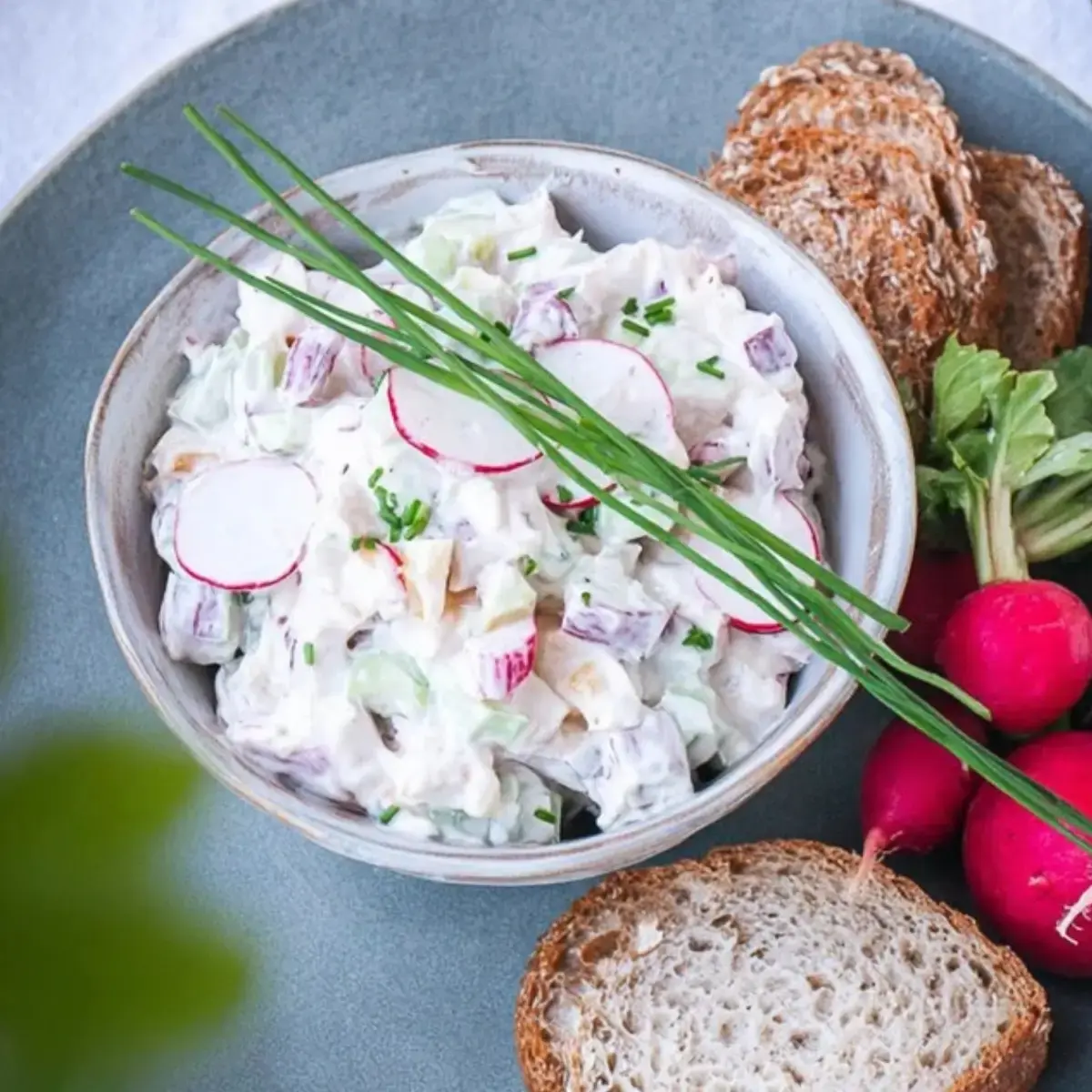 Leichter Radieschen Dip mit Äpfeln und Frischkäse