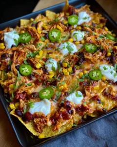Loaded Nachos mit BBQ Hähnchen