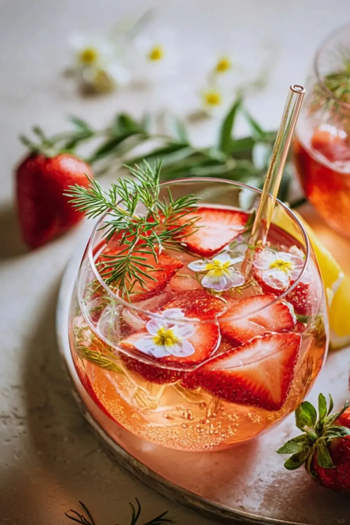 Maibowle mit Erdbeeren und Waldmeister
