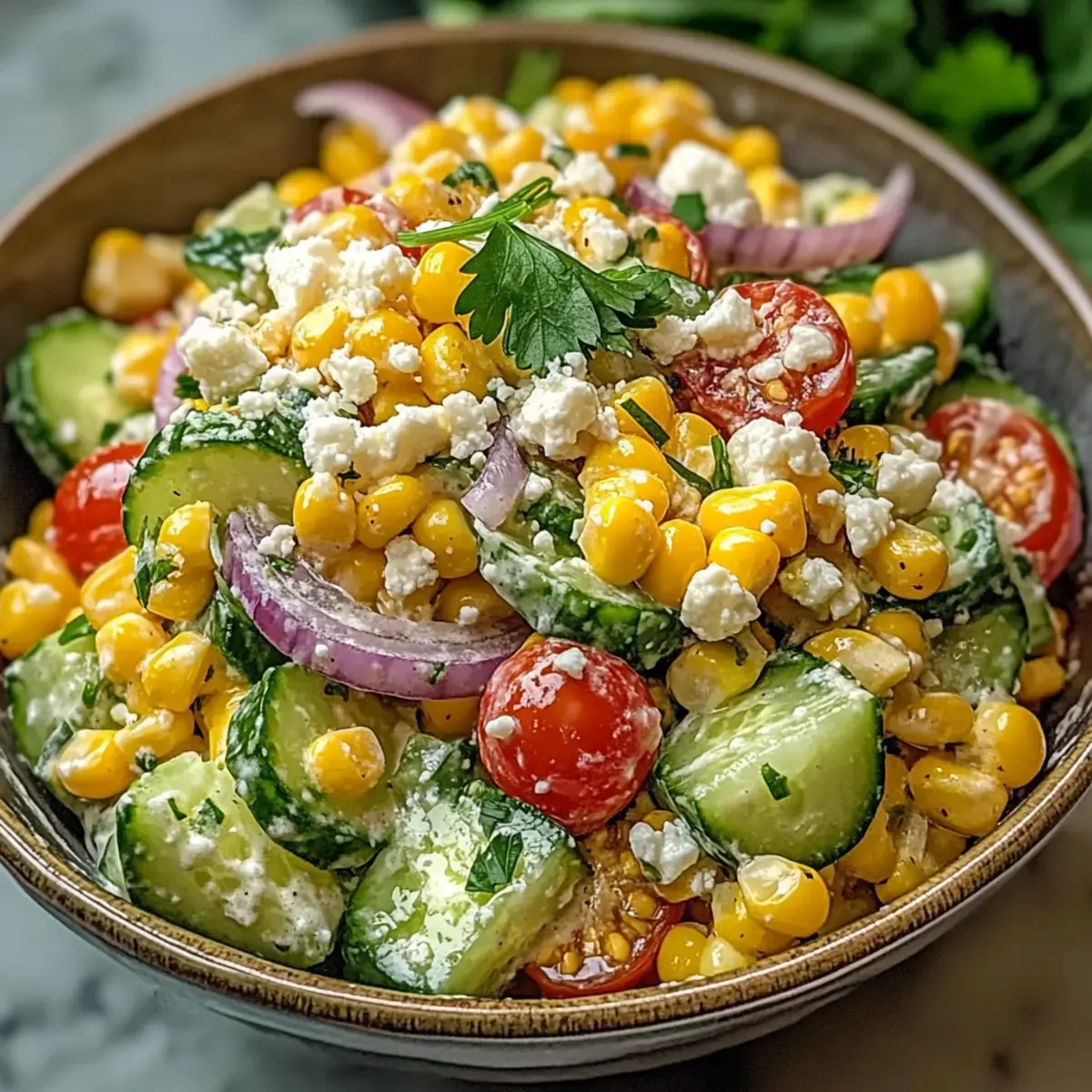 Mais cremiger Gurkensalat