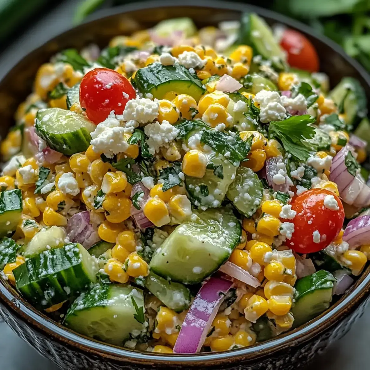 Mais cremiger Gurkensalat