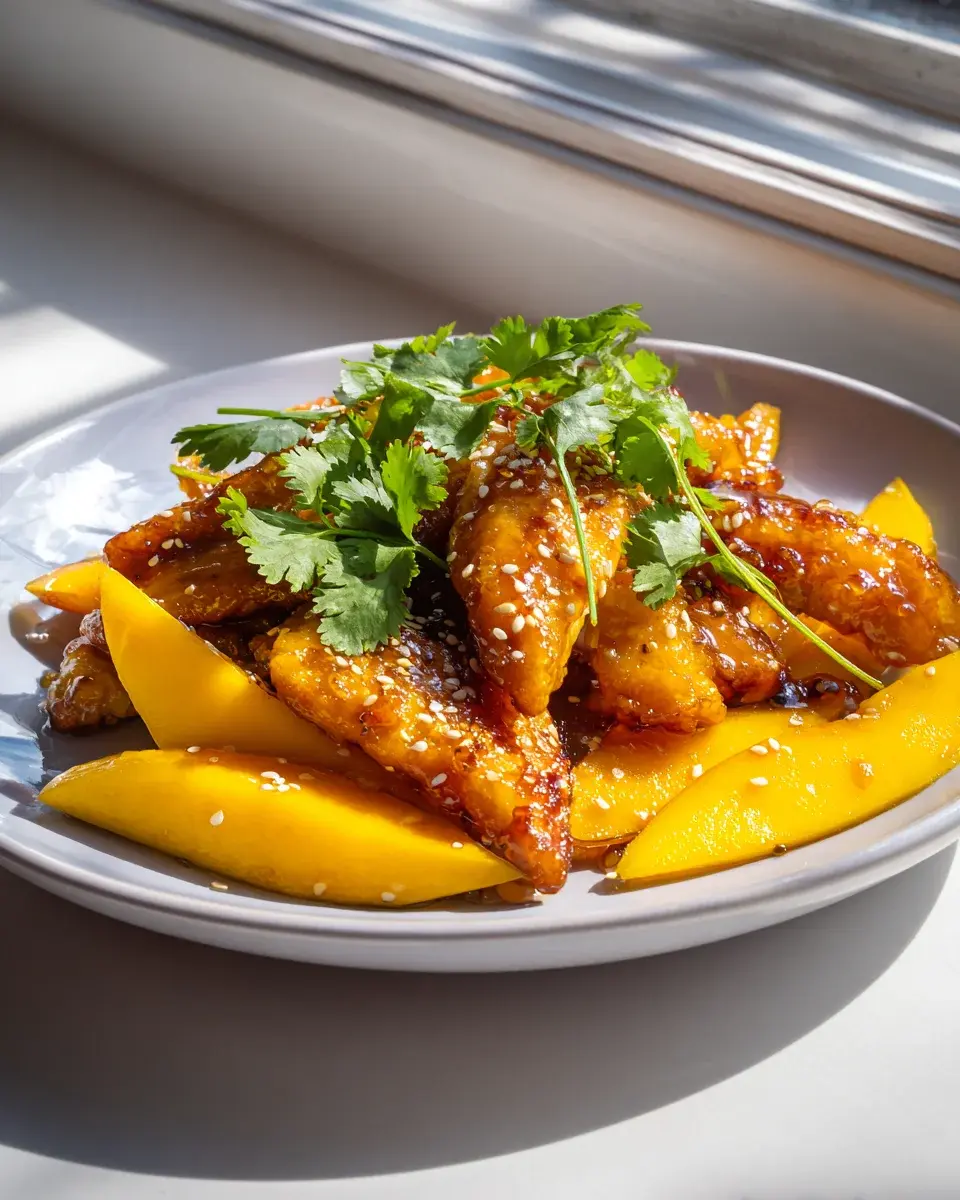 Mango Hähnchen Honigglasur Sesam