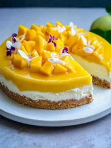 Mango-Torte mit Kokos und Fruchtspiegel