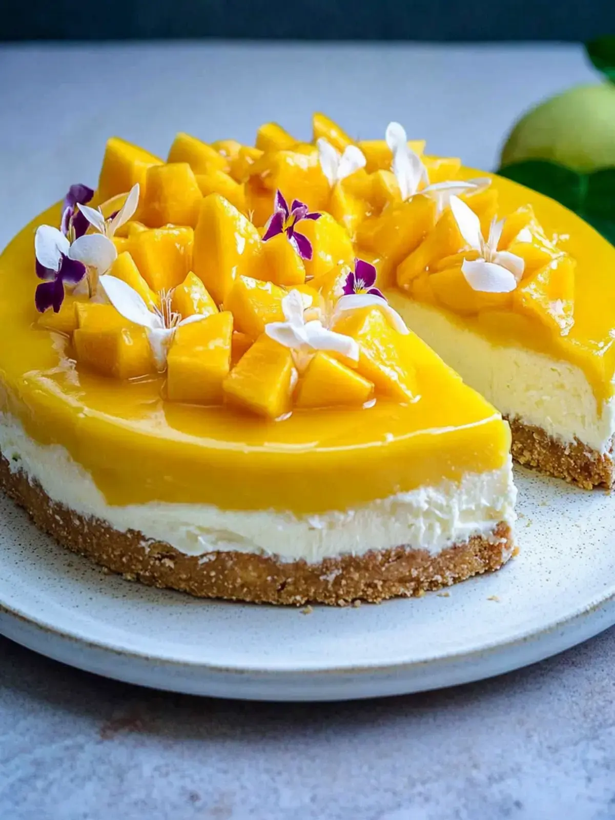 Mango-Torte mit Kokos und Fruchtspiegel