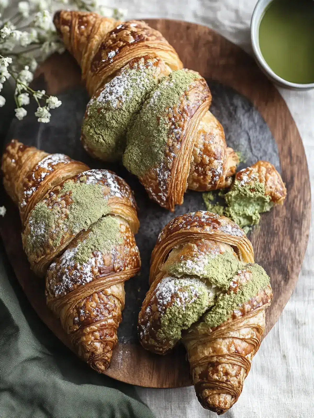 Matcha Mandel Croissants