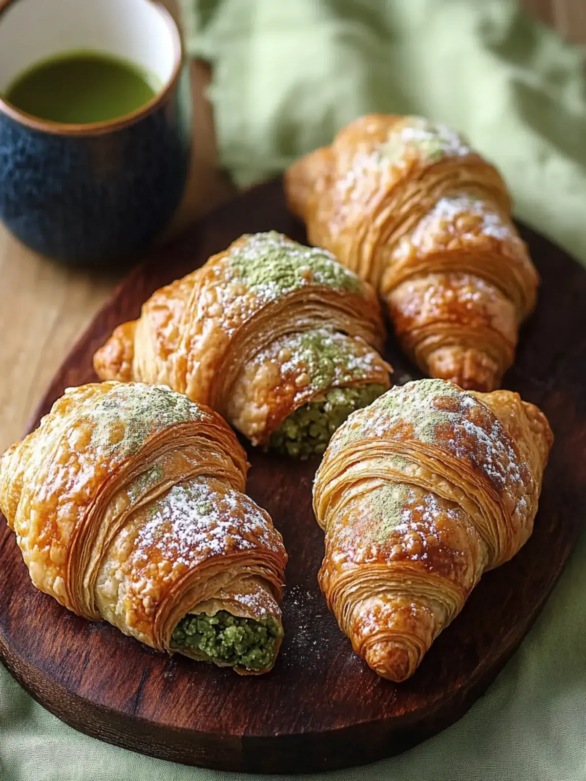 Matcha Mandel Croissants