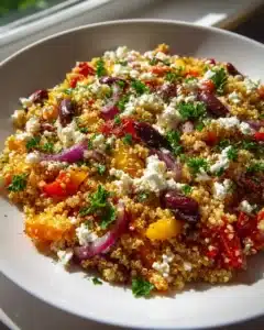 Mediterrane Quinoa-Pfanne mit Feta und Oliven