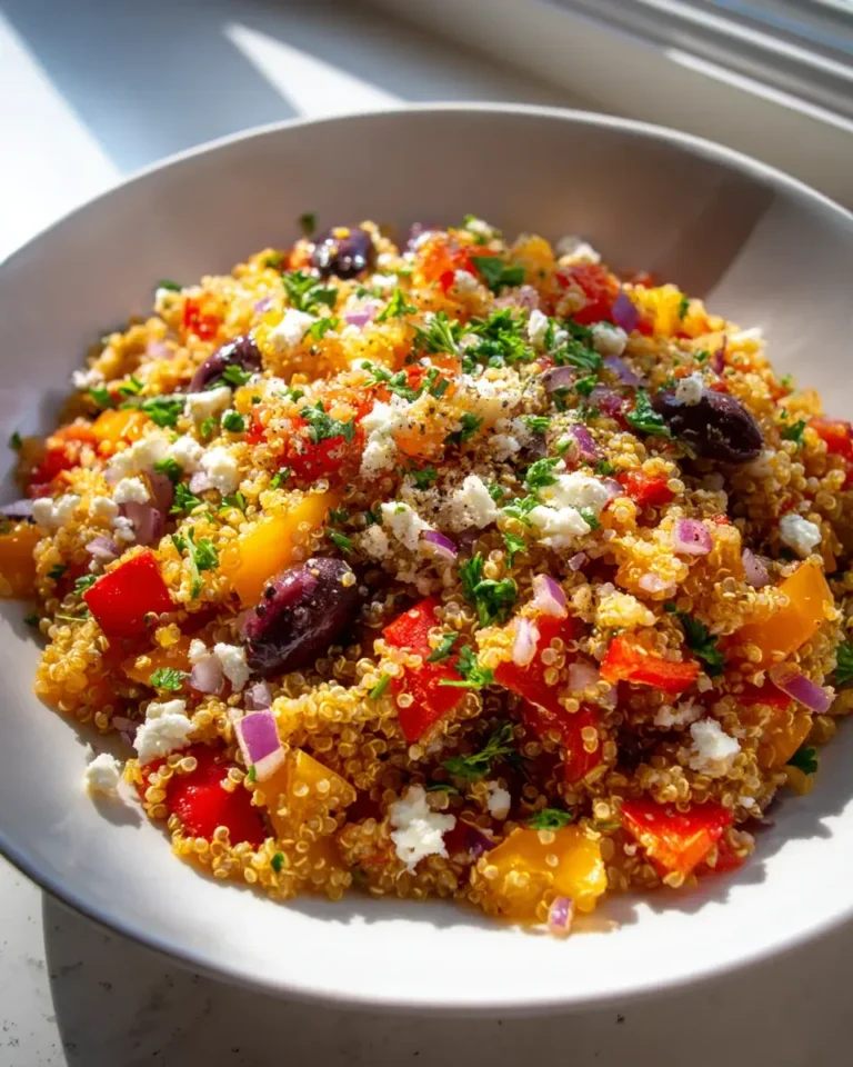Mediterrane Quinoa-Pfanne Feta Oliven