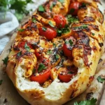 Mediterranes Grillbrot mit Tomaten und Kryutern