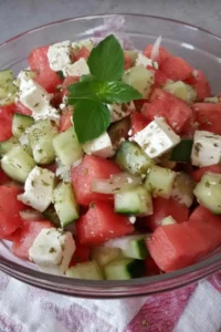 Melonen Feta Salat mit Gurke