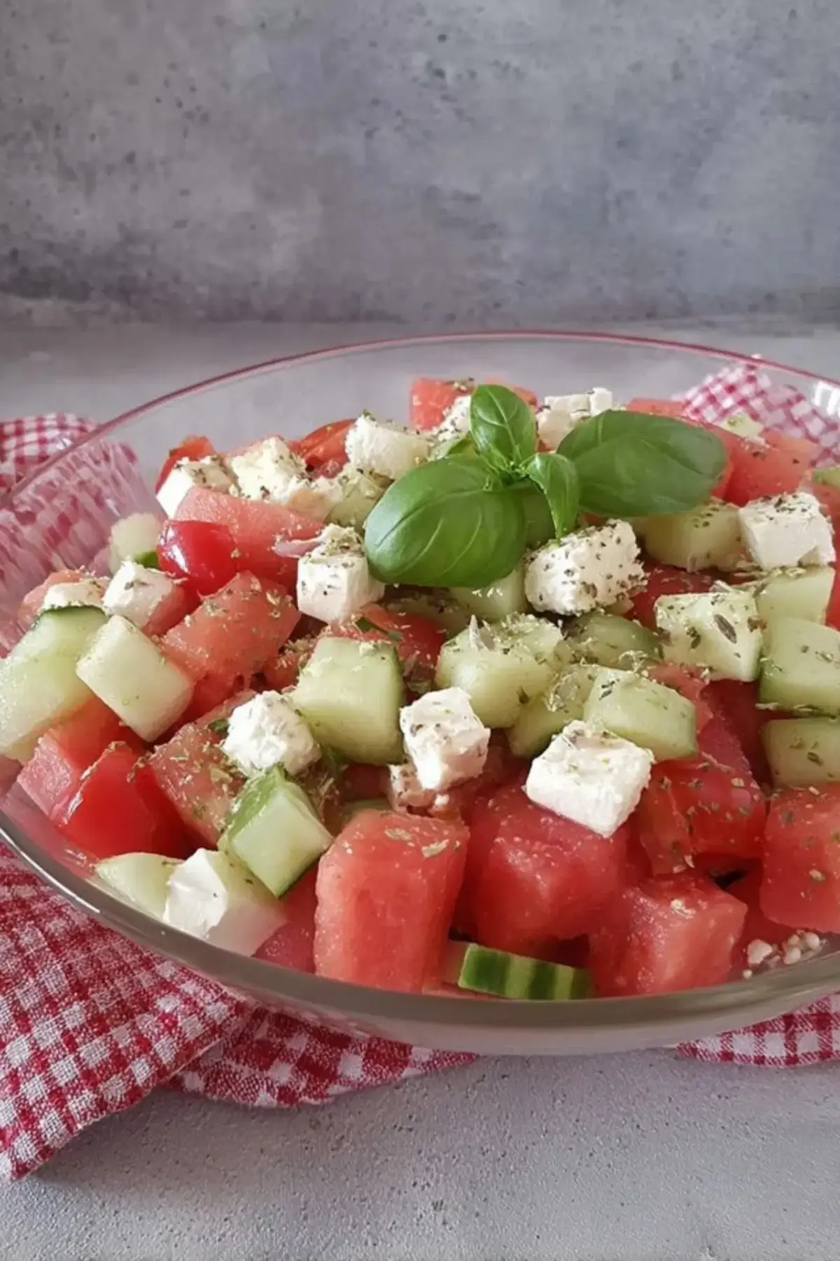 Melonen Feta Salat mit Gurke