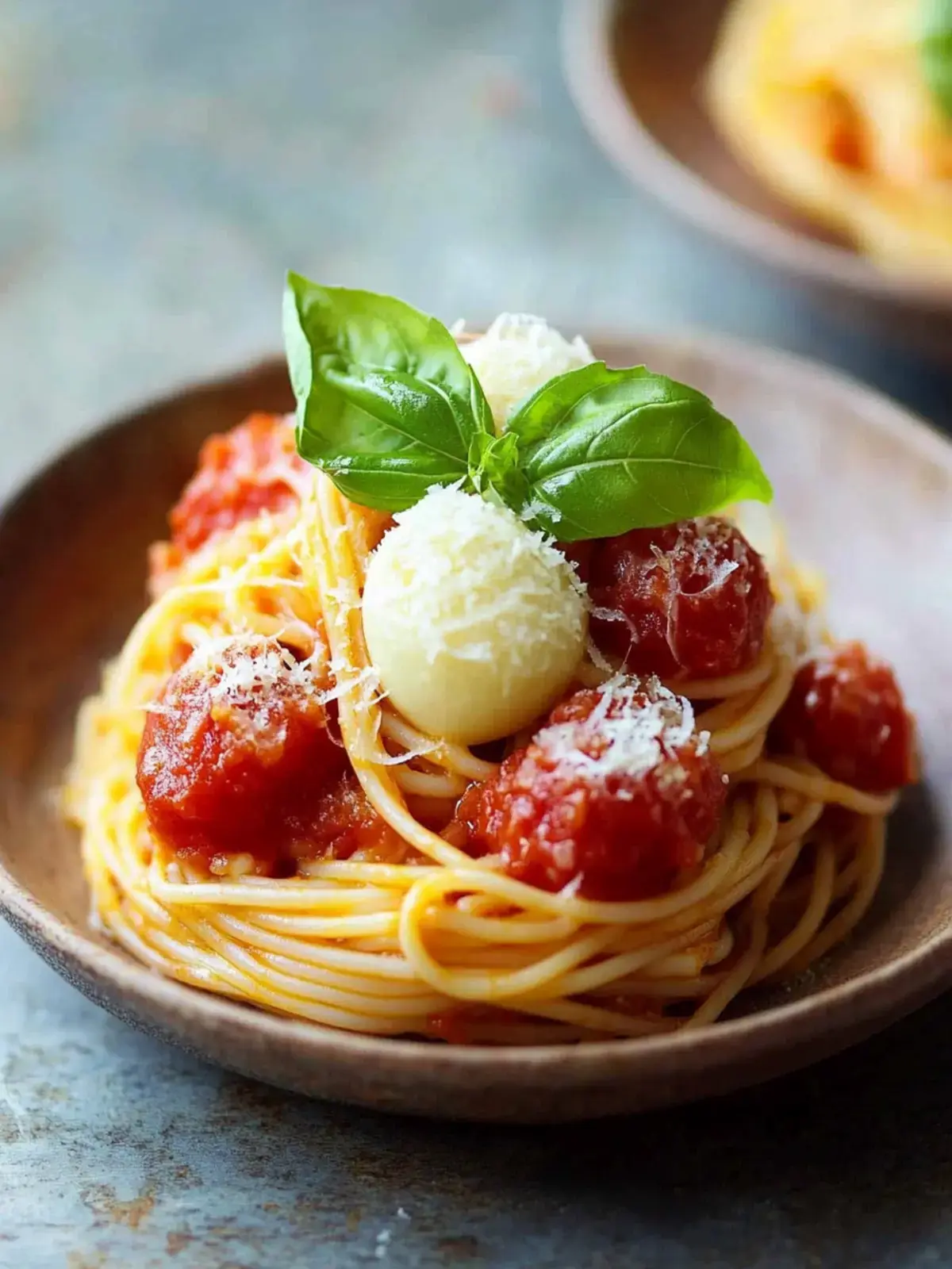 Mini-Spaghetti- und Fleischbällchenhäppchen