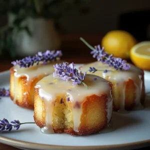 Mini Zitronenkuchen mit Lavendelglasur
