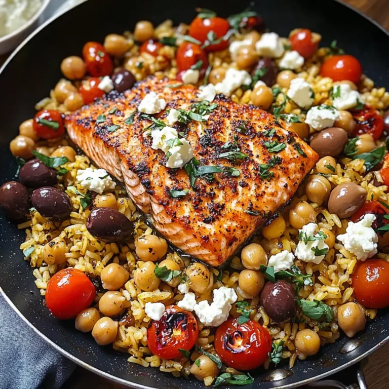 Mittelmeer Lachs Kichererbsen Feta