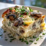 Mushroom And Garlic White Sauce Potato Lasagna