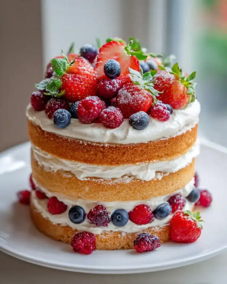 Naked Cake Torte frische Beeren Sahnefüllung