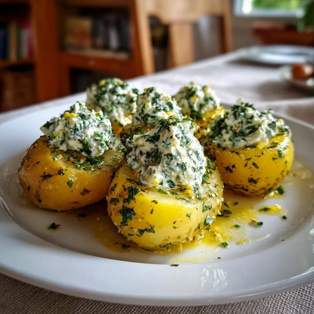 Neue Kartoffeln Kräuterquark Leinöl