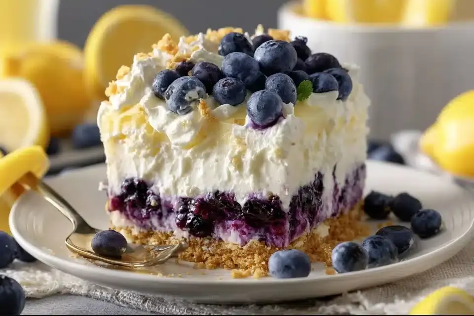 No-Bake Zitronen-Blaubeer Torte