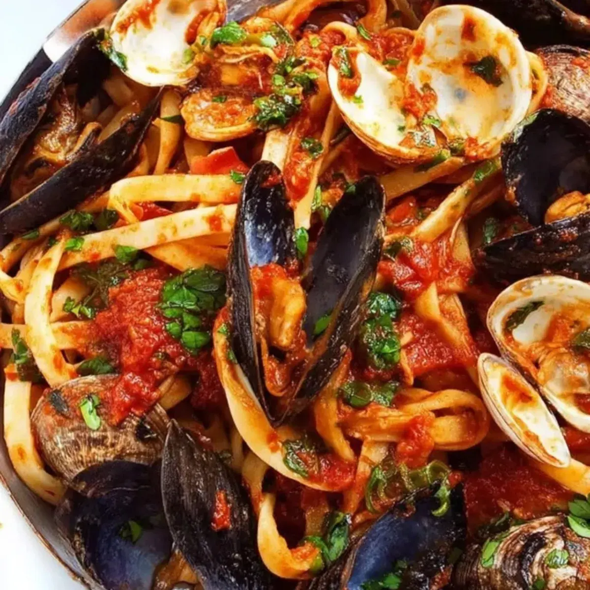 Nudeln mit Tomaten Muschelsauce