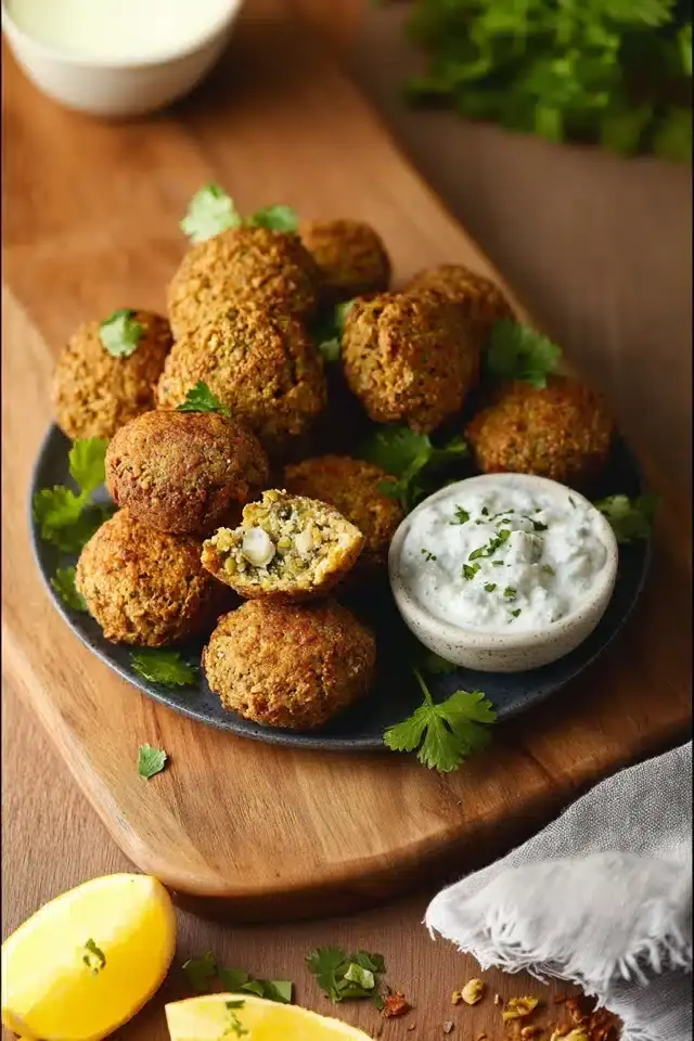 Ofen Falafel mit Kräutertopfen