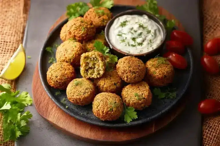 Ofen Falafel mit Kräutertopfen