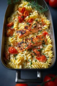 Ofen Lachs Pasta mit Tomaten