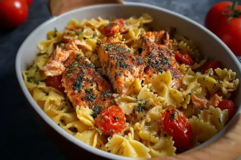 Ofen Lachs Pasta mit Tomaten