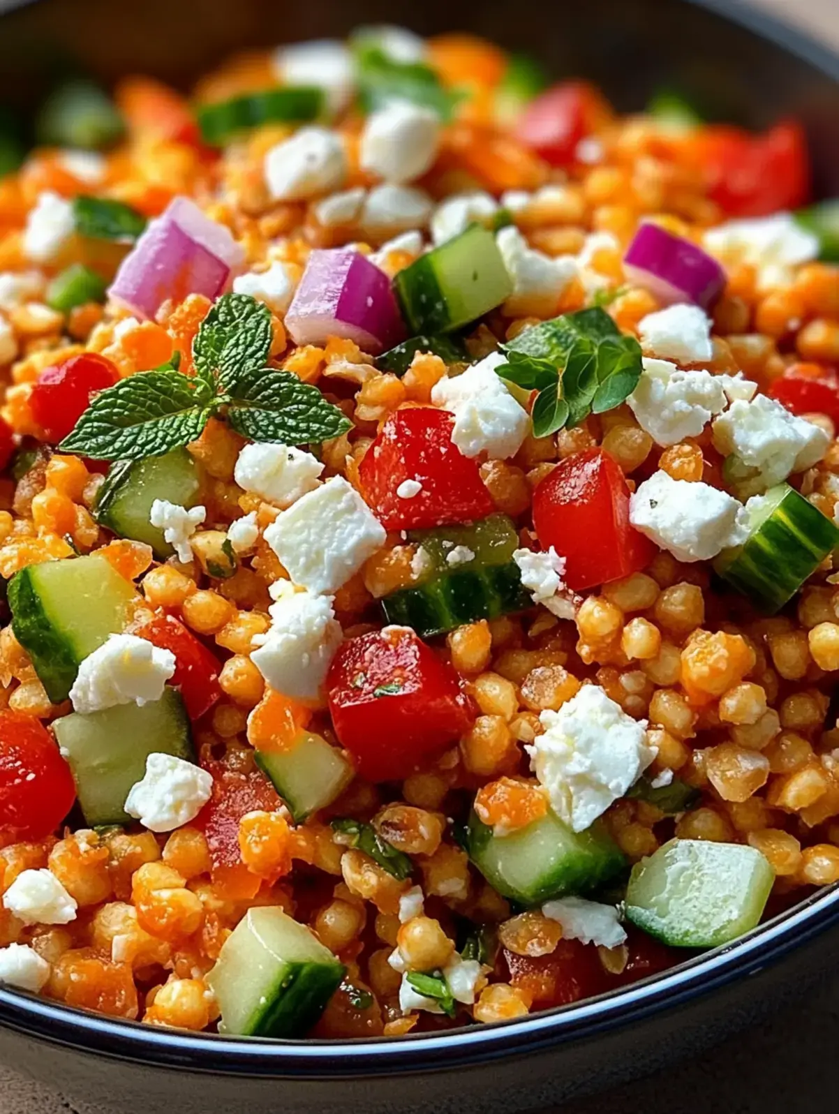 Orientalischer Rote Linsensalat mit Feta