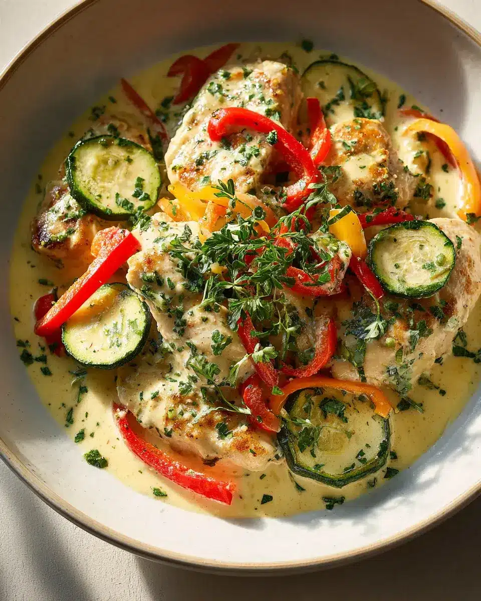 Paprika Zucchini Sahne Hähnchen
