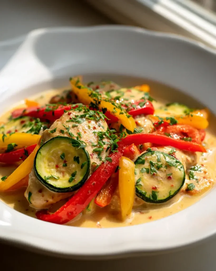 Cremiges Paprika Zucchini Sahne Hähnchen: Schnell & lecker! – Snackerra