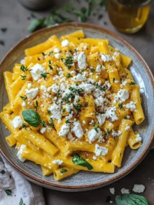 Pasta mit Kürbissauce und Feta