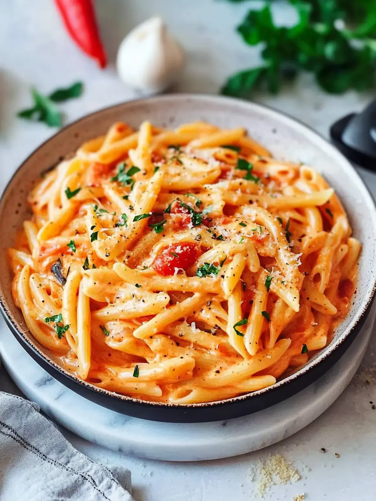 Pasta mit Paprika-Cremesauce