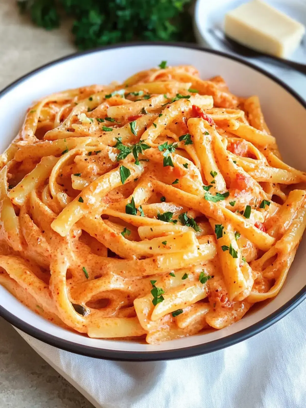 Pasta mit Paprika-Cremesauce