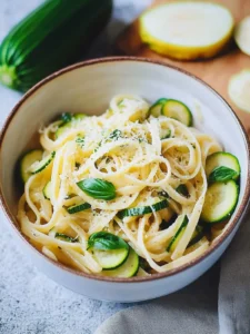 Pasta mit Parmesan und Knoblauchzucchini