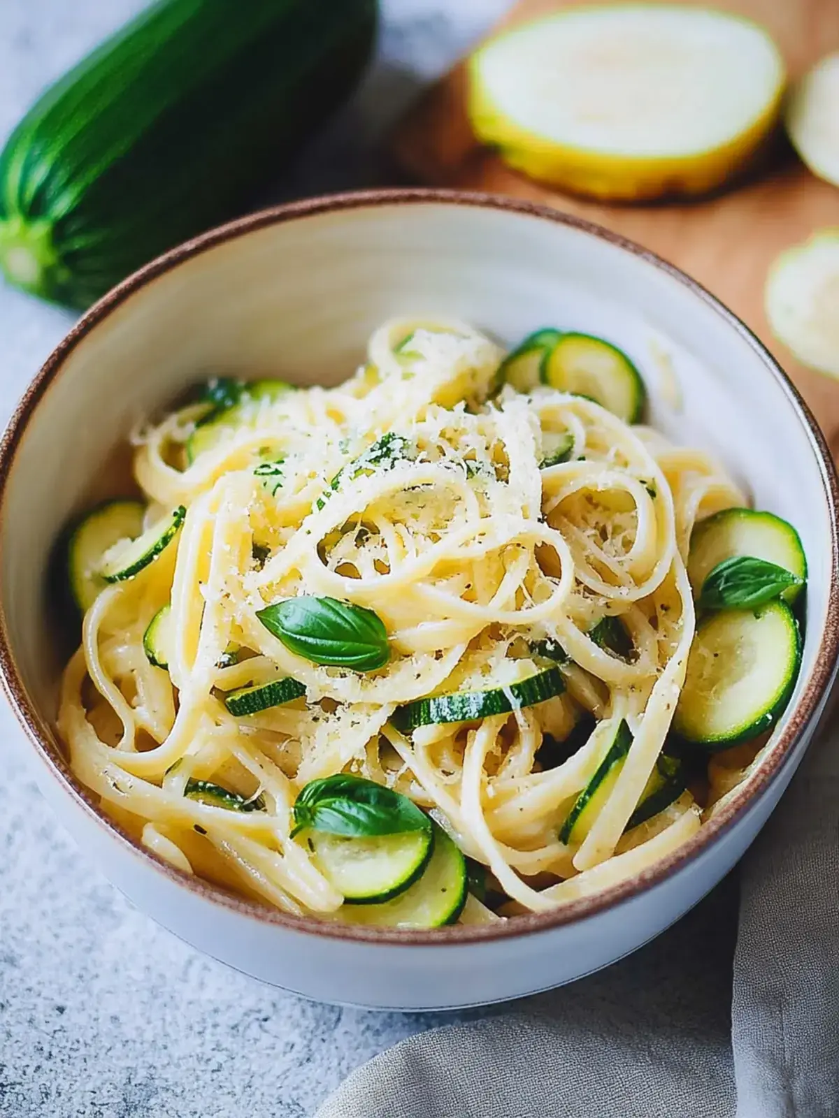 Pasta mit Parmesan und Knoblauchzucchini